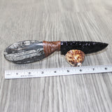 Orthoceras Fossil Handle Obsidian Blade Ornamental Knife #8163  Mountain Man Knife