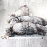 Silver Fox Tail Key Rings #3654  Taxidermy Keychain Tassel Bag Tag