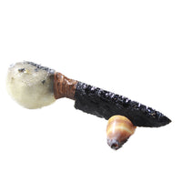 Puffer Fish Handle Obsidian Blade Ornamental Knife #  Mountain Man Knife