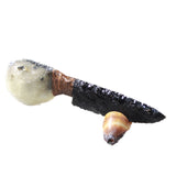Puffer Fish Handle Obsidian Blade Ornamental Knife #  Mountain Man Knife