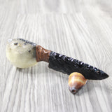 Puffer Fish Handle Obsidian Blade Ornamental Knife #  Mountain Man Knife