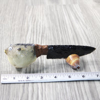 Puffer Fish Handle Obsidian Blade Ornamental Knife #  Mountain Man Knife