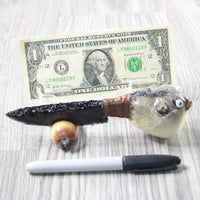 Puffer Fish Handle Obsidian Blade Ornamental Knife #  Mountain Man Knife