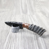 Springbok Horn Handle Obsidian Blade Ornamental Knife #6654  Mountain Man Knife