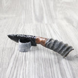 Springbok Horn Handle Obsidian Blade Ornamental Knife #6654  Mountain Man Knife