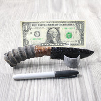 Springbok Horn Handle Obsidian Blade Ornamental Knife #6654  Mountain Man Knife