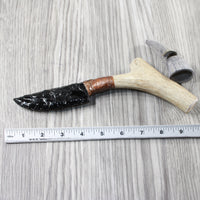 Deer Antler Handle Obsidian Blade Ornamental Knife #2754  Mountain Man Knife