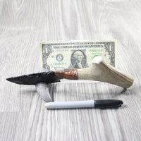 Deer Antler Handle Obsidian Blade Ornamental Knife #2754  Mountain Man Knife
