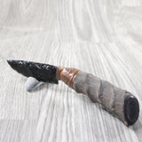 Impala Horn Handle Obsidian Blade Ornamental Knife #2754  Mountain Man Knife