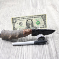 Impala Horn Handle Obsidian Blade Ornamental Knife #2754  Mountain Man Knife