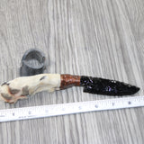 Coyote Foot Handle Obsidian Blade Ornamental Knife #9263  Mountain Man Knife