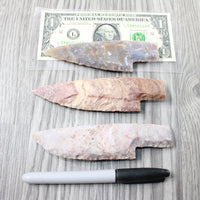 3 Stone Ornamental Knife Blades  #2854   Mountain Man Knife