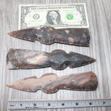 3 Stone Ornamental Tomahawk Heads #7363    Agate Jasper Ax Axe Hatchet