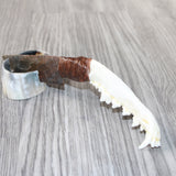 Coyote Jaw Handle Stone Blade Ornamental Knife #0363    Mountain Man Knife