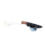 Deer Jaw Handle Obsidian Blade Ornamental Knife #0363  Mountain Man Knife