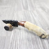 Coyote Foot Handle Obsidian Blade Ornamental Knife #7954  Mountain Man Knife