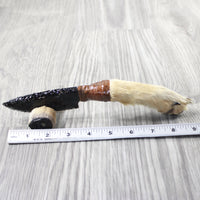 Coyote Foot Handle Obsidian Blade Ornamental Knife #7954  Mountain Man Knife