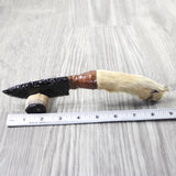 Coyote Foot Handle Obsidian Blade Ornamental Knife #7954  Mountain Man Knife
