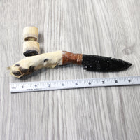 Coyote Foot Handle Obsidian Blade Ornamental Knife #7954  Mountain Man Knife