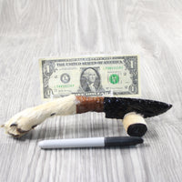 Coyote Foot Handle Obsidian Blade Ornamental Knife #7954  Mountain Man Knife