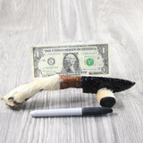 Coyote Foot Handle Obsidian Blade Ornamental Knife #7954  Mountain Man Knife
