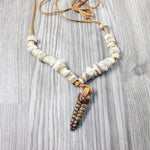 Very Large Rattlesnake Rattle Plus Antler Beads  Necklace  #4954    Mountain Man Necklace