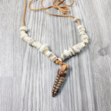 Very Large Rattlesnake Rattle Plus Antler Beads  Necklace  #4954    Mountain Man Necklace