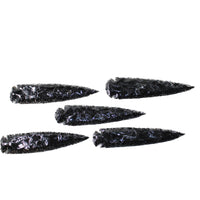 5 Obsidian Ornamental Spearheads  #7954     Arrowhead