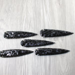 5 Obsidian Ornamental Spearheads  #7954     Arrowhead