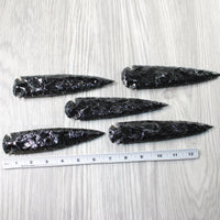 5 Obsidian Ornamental Spearheads  #7954     Arrowhead