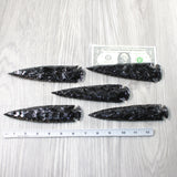 5 Obsidian Ornamental Spearheads  #7954     Arrowhead