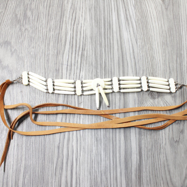 1 Bone Hairpipe Bead Choker  #3954        Mountain Man Jewelry