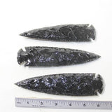 3 Obsidian Ornamental Spearheads  #0438     Arrowhead