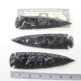 3 Obsidian Ornamental Spearheads  #0438     Arrowhead