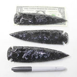 3 Obsidian Ornamental Spearheads  #0438     Arrowhead