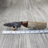 Hair-on Deer Bone Handle Stone Blade Ornamental Knife #4942 Mountain Man Knife