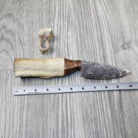 Hair-on Deer Bone Handle Stone Blade Ornamental Knife #4942 Mountain Man Knife