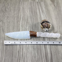 Selenite Spiral Handle Opalite Blade Ornamental Knife #3743 Mountain Man Knife