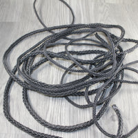 5 Yards of Braided Leather Square Cord #5743 Antique Black 11mm size (7/16")