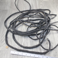 5 Yards of Braided Leather Square Cord #5743 Antique Black 11mm size (7/16")