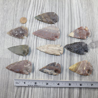 10 Large Stone Ornamental Arrowheads  #1543  Arrowhead