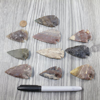 10 Large Stone Ornamental Arrowheads  #1543  Arrowhead