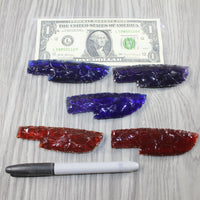 5 Small Glass Ornamental Knife Blades  #8543