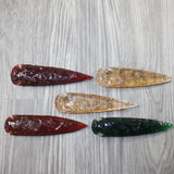 5 Glass Ornamental Spearheads  #8643  Arrowheads