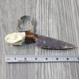 Mink Skull Handle Stone Blade Ornamental Knife #8743 Mountain Man Knife