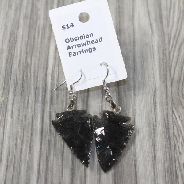 Obsidian Arrowhead Earrings  #4344  Mountain Man Earrings