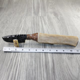Hair-on Deer Bone Handle Obsidian Blade Ornamental Knife #6844 Mountain Man Knife