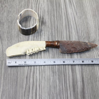 Goat Jaw  Handle Stone Blade Ornamental Knife #8944 Mountain Man Knife