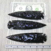 3 Obsidian Ornamental Spearheads  #3344  Arrowhead