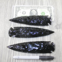 3 Obsidian Ornamental Spearheads  #3344  Arrowhead